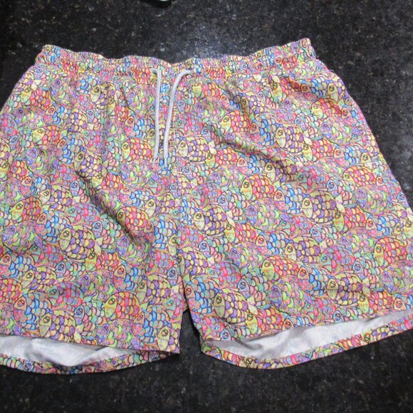 Michael's Men's Mesh Liner Swim Trunks Abstract Fish multicolored sz: 2xl - Picture 7 of 16